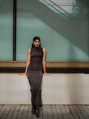 OBSIDIAN RUCHED DRESS