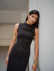 OBSIDIAN RUCHED DRESS
