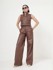 RUSTIC WIDE LEG LEATHER PANTS