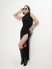 OBSIDIAN RUCHED DRESS