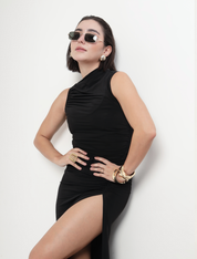 OBSIDIAN RUCHED DRESS