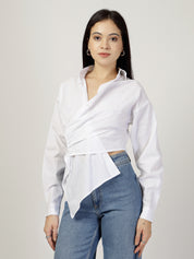 COMMAND CROP SHIRT -  WHITE