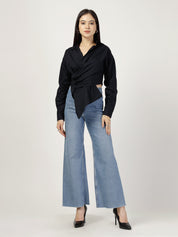 COMMAND CROP SHIRT -BLACK