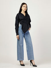 COMMAND CROP SHIRT -BLACK