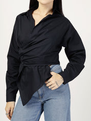 COMMAND CROP SHIRT -BLACK