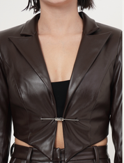 CLASP CROP LEATHER BLAZER