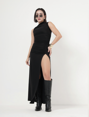 OBSIDIAN RUCHED DRESS