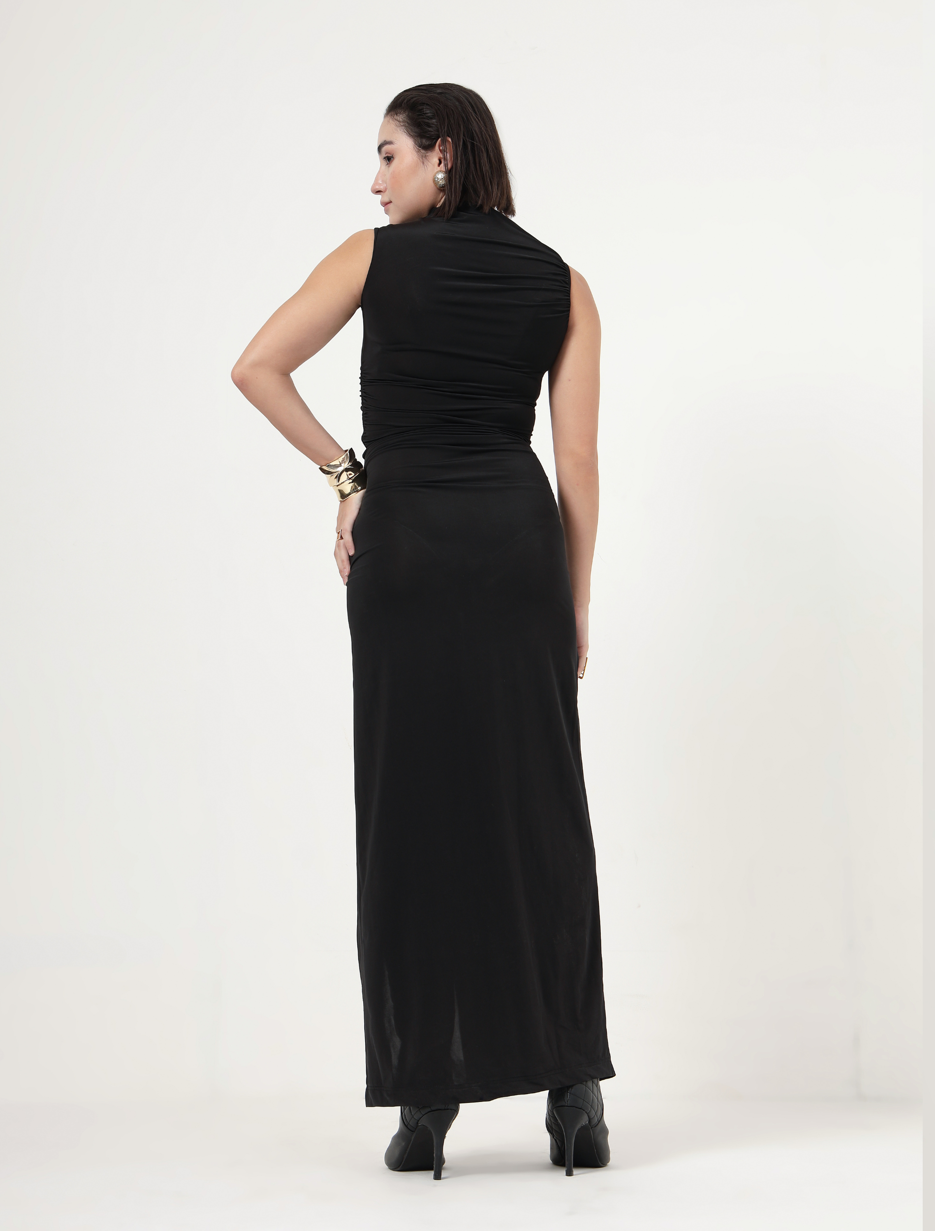 OBSIDIAN RUCHED DRESS