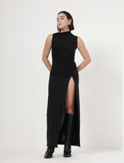 OBSIDIAN RUCHED DRESS