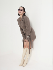 SAND DOUBLE-BREASTED BLAZER DRESS