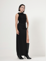 OBSIDIAN RUCHED DRESS