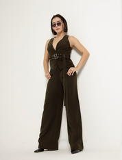 BONITA WIDE LEG TROUSERS -MYRTLE GREEN