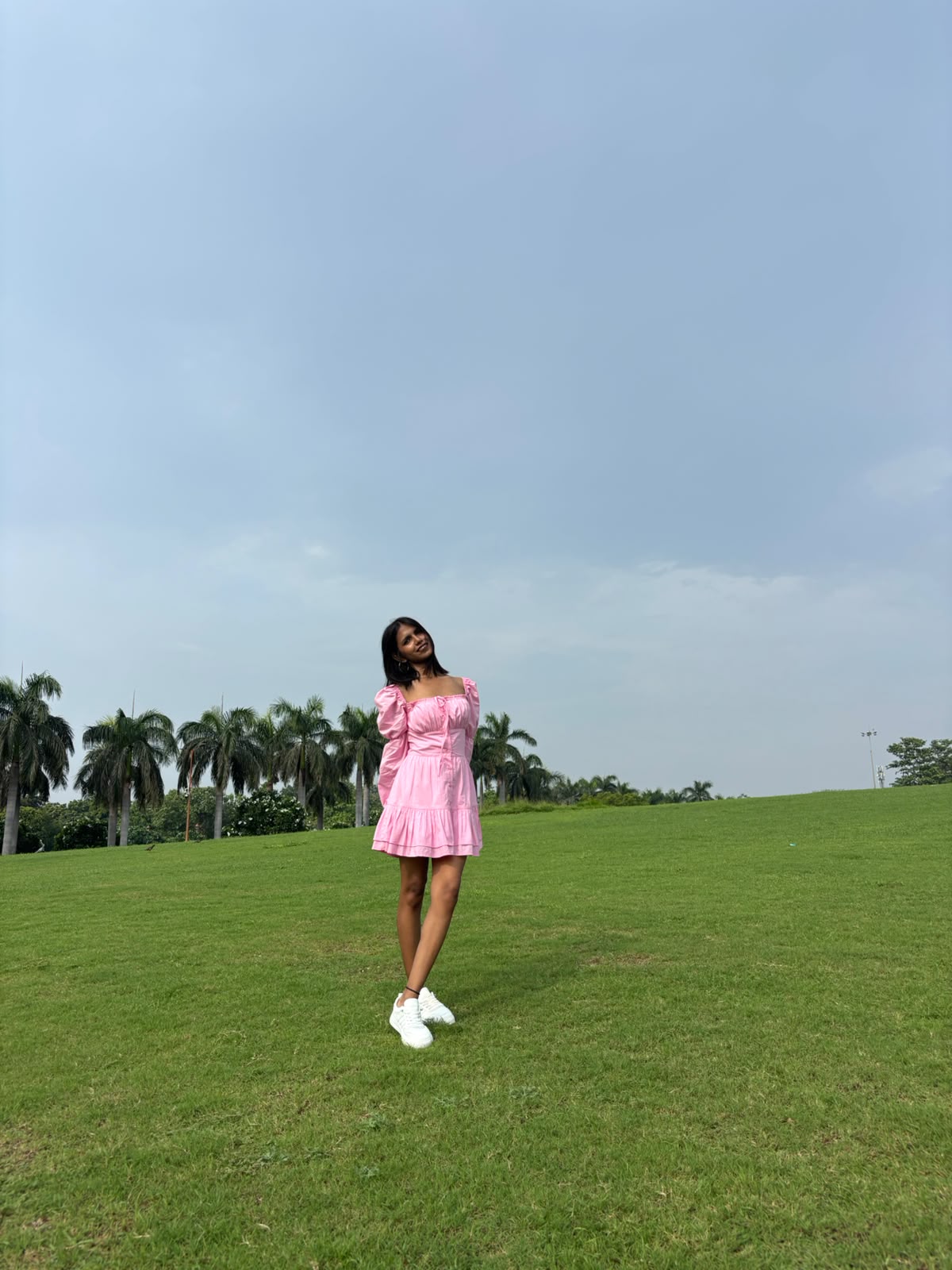 PINK TIERED MINI DRESS WITH PUFF SLEEVES