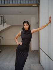 OBSIDIAN RUCHED DRESS
